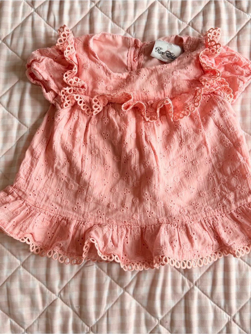 Rare Editions Girls' Pink Eyelet Ruffle Top